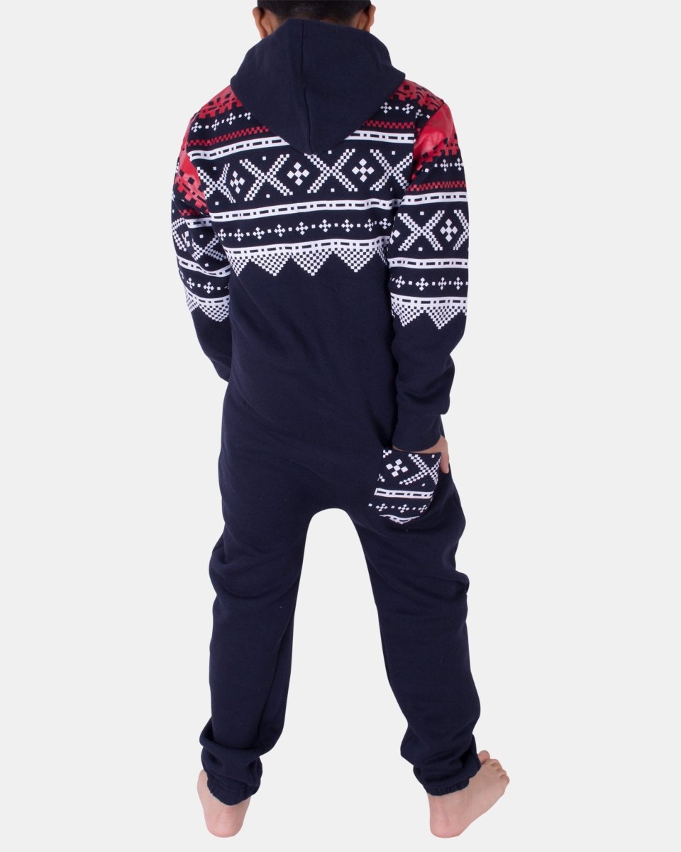 Navy Kids Aztec Hooded Onesie