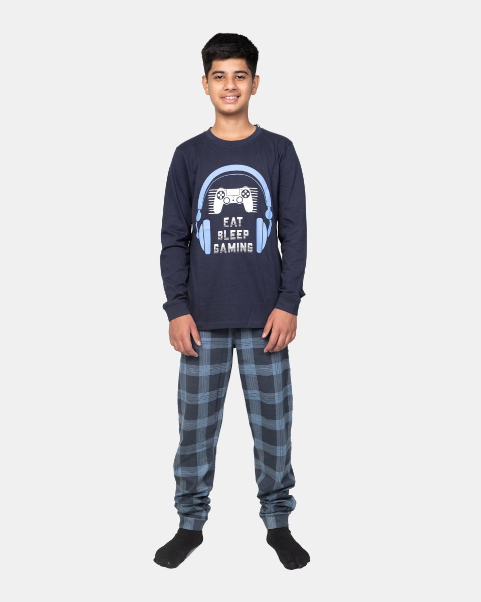 Navy Kids Nightwear Cotton Pajamas