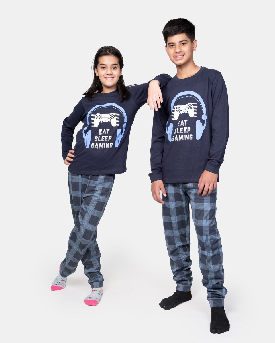 Navy Kids Nightwear Cotton Pajamas