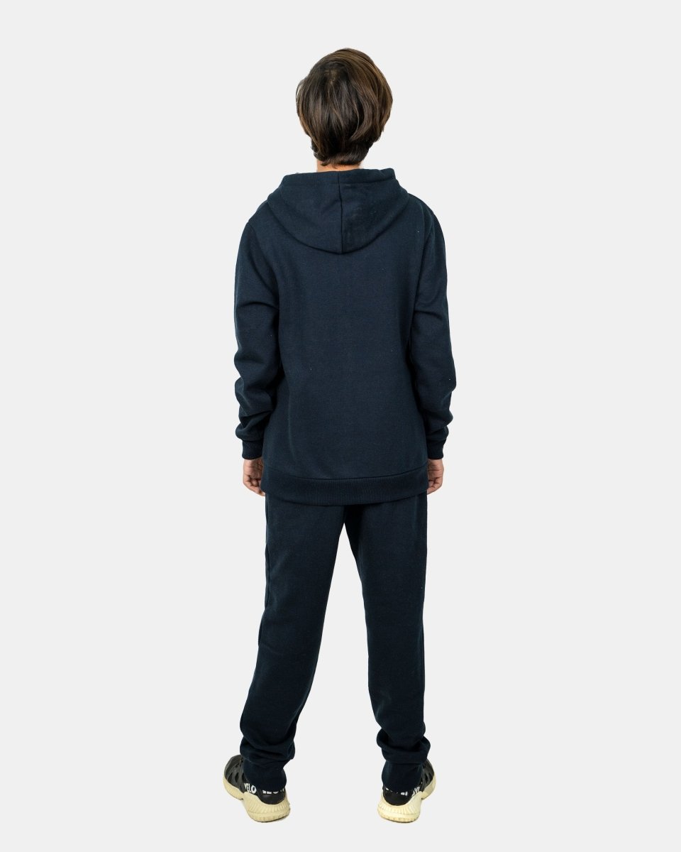 Navy Kids Plain Hooded Tracksuit