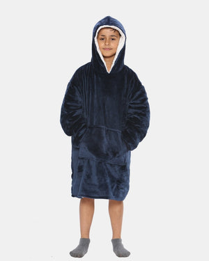 Navy Kids Sherpa Lining Hoodie