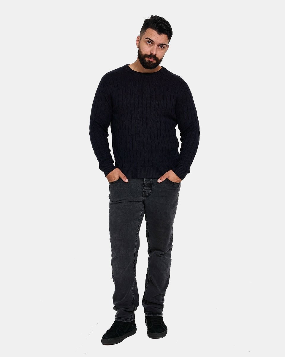 Navy Mens Cable Knit Jumper