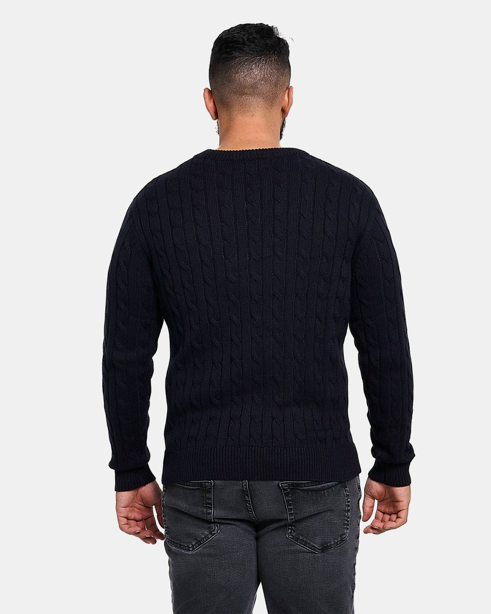 Navy Mens Cable Knit Jumper
