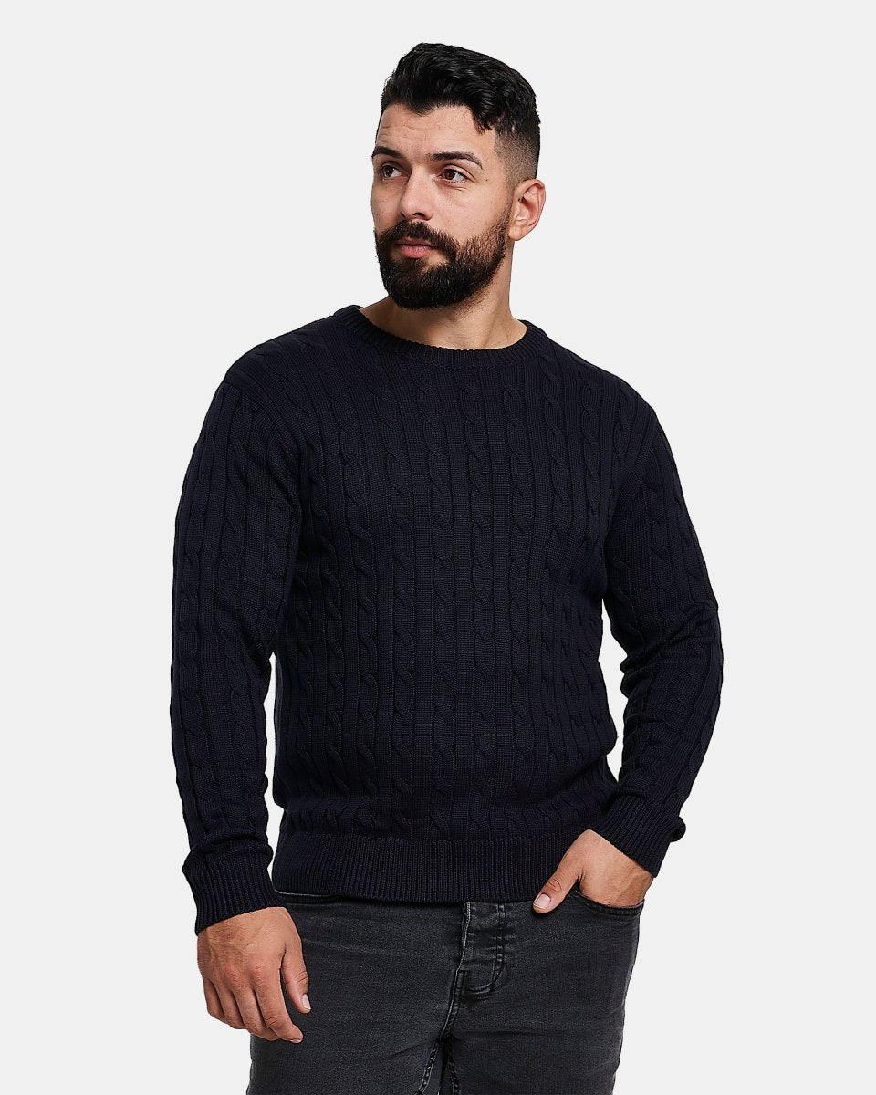 Navy Mens Cable Knit Jumper