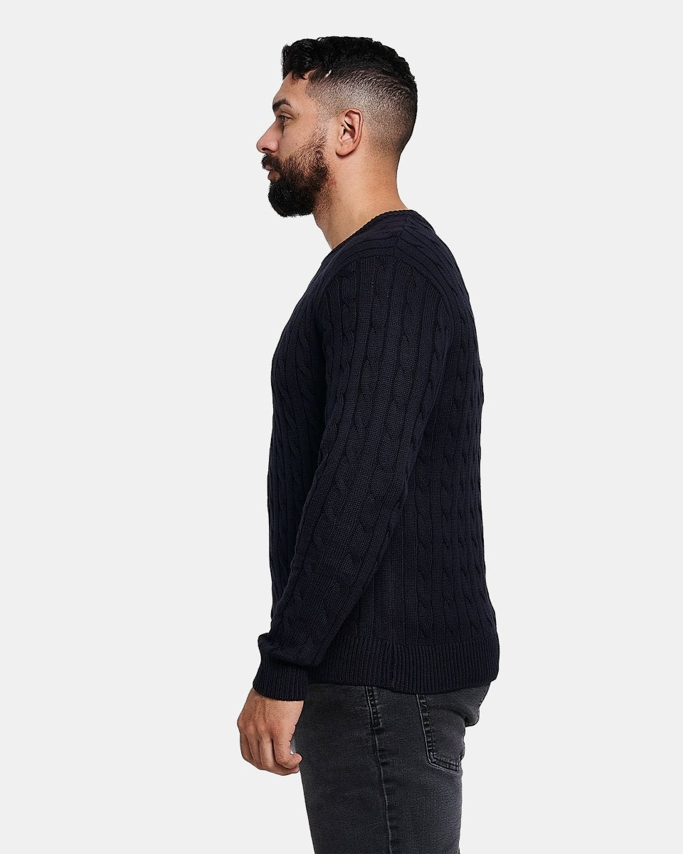 Navy Mens Cable Knit Jumper