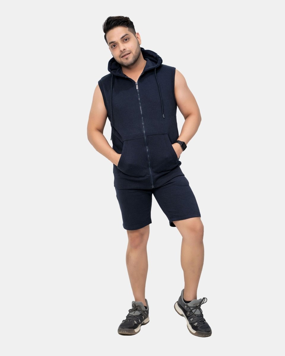 Navy Mens S - Less Short Tracksuit Set