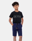 Navy Plain Cotton Drawstring Short