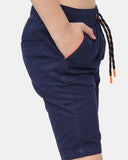 Navy Plain Cotton Drawstring Short