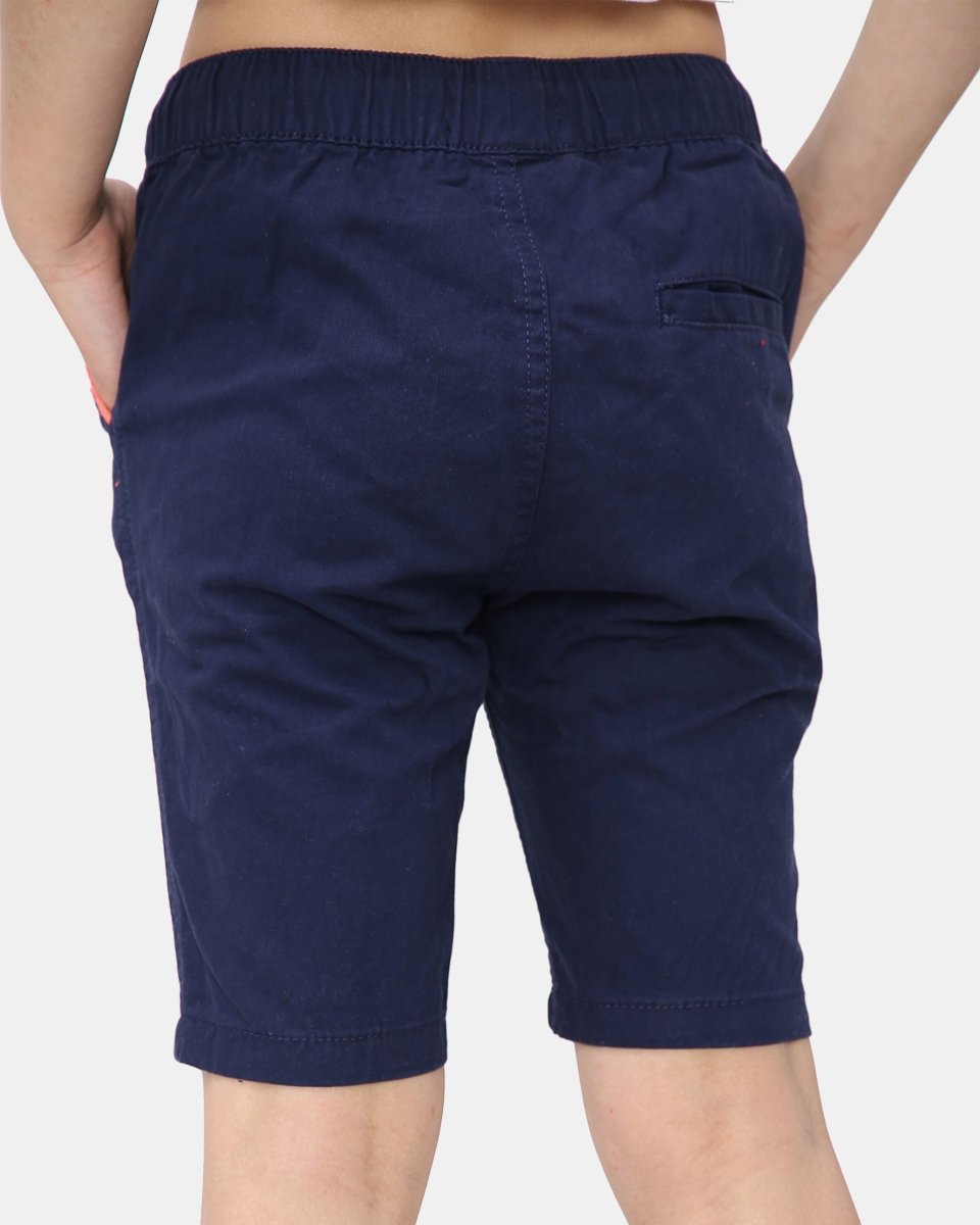 Navy Plain Cotton Drawstring Short