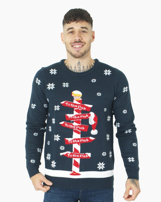 Navy Pub Novelty Xmas Jumper
