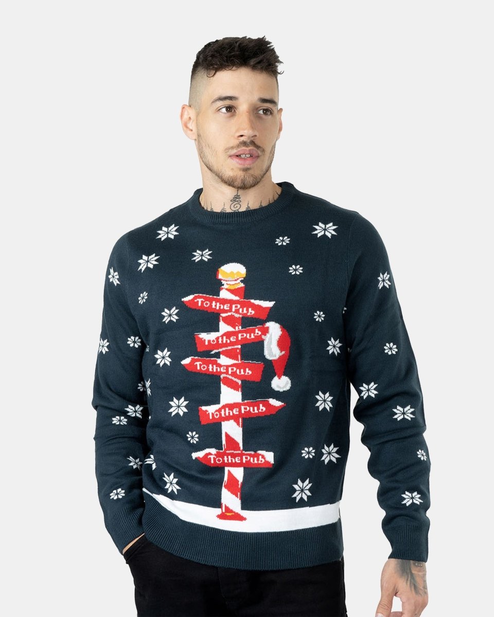 Navy Pub Reindeer Novelty Jumpers
