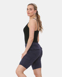 Navy Turned Hem Bengaline Casual Shorts