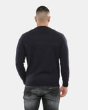 Navy V - Neck Plain Pullover Jumper