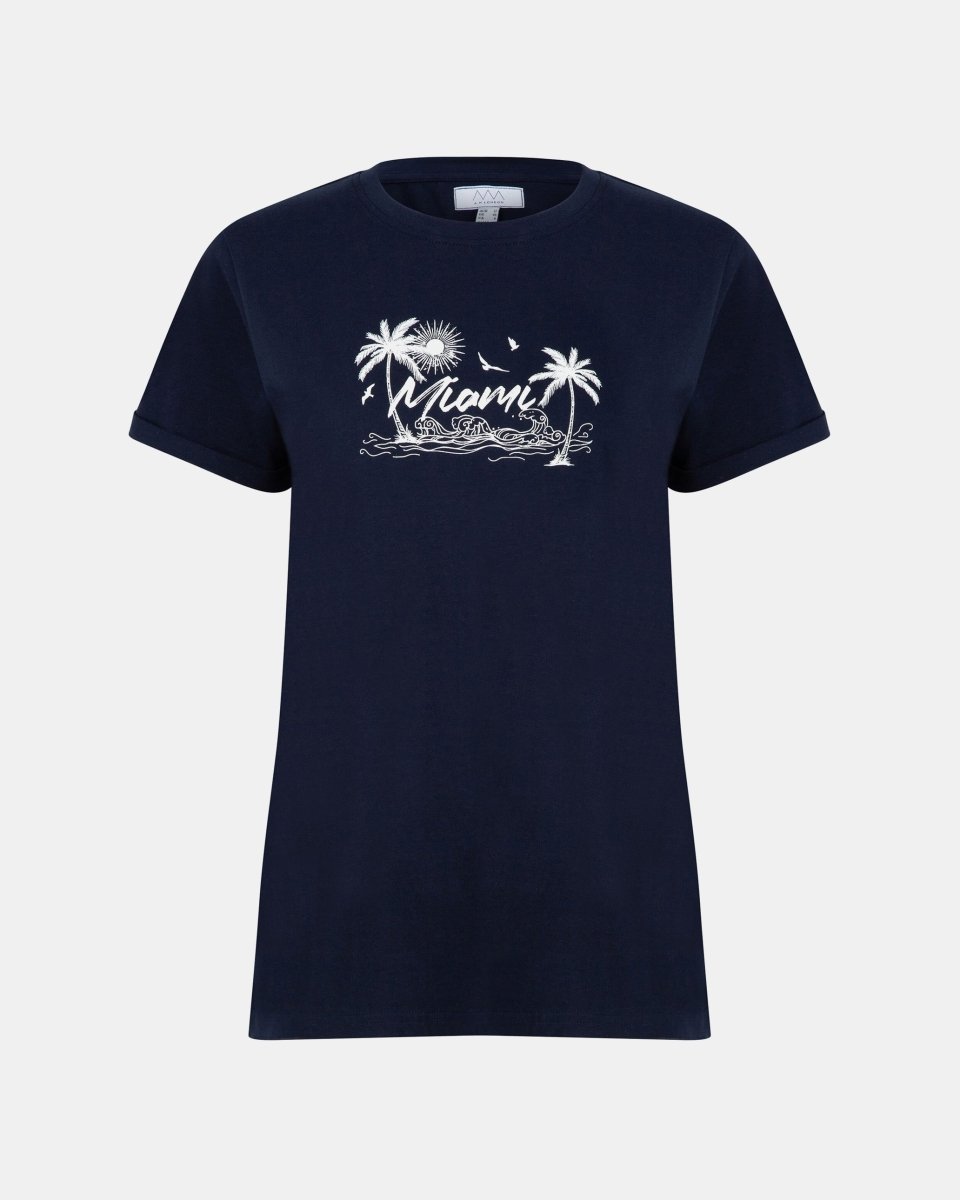 Navy Womens Miami Pale Printed T-Shirt