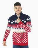 Navy Zip Neck Chunky Knit Christmas Jumper