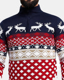 Navy Zip Neck Chunky Knit Christmas Jumper