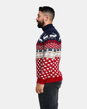 Navy Zip Neck Chunky Knit Christmas Jumper