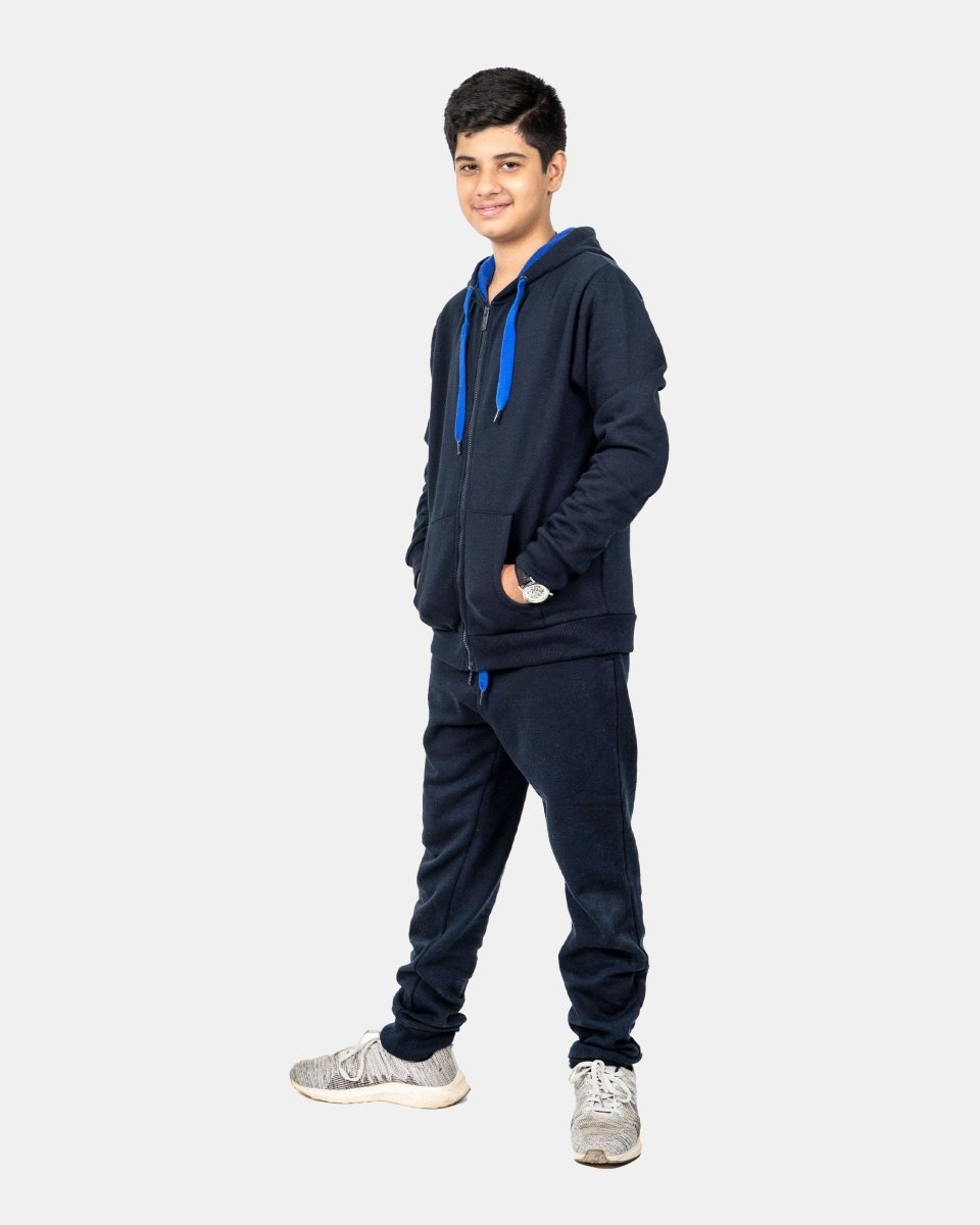 Navy/Blue Contrast Fleece Tracksuit