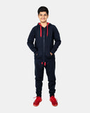 Navy/Red Contrast Fleece Tracksuit