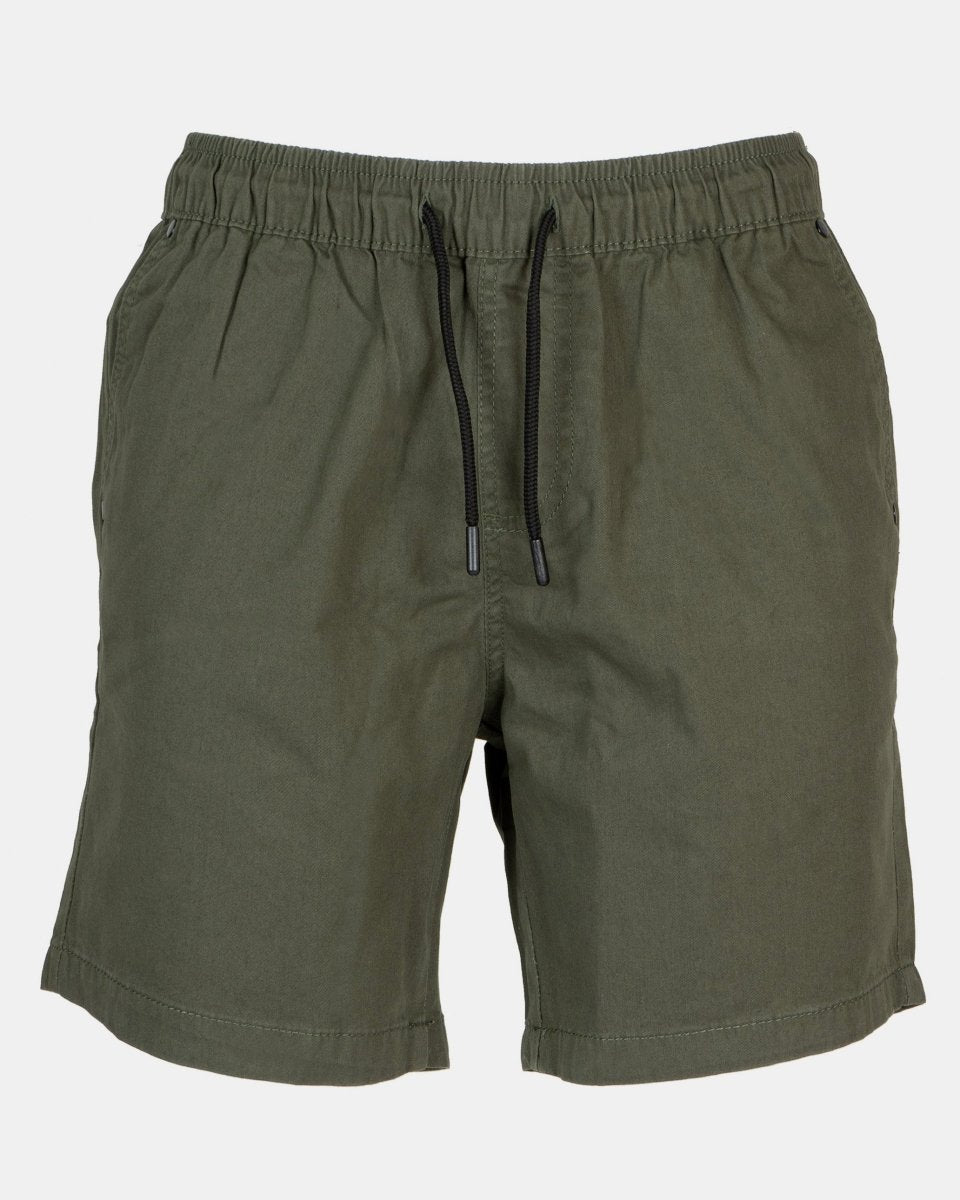 Olive Elasticated Waist Cotton Casual Shorts