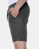 Olive Elasticated Waist Cotton Casual Shorts