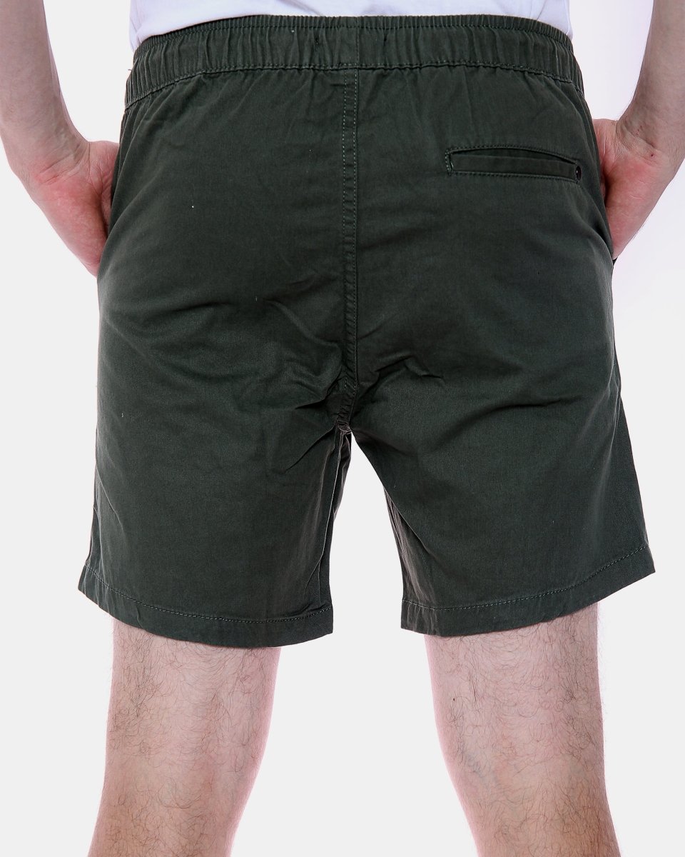 Olive Elasticated Waist Cotton Casual Shorts