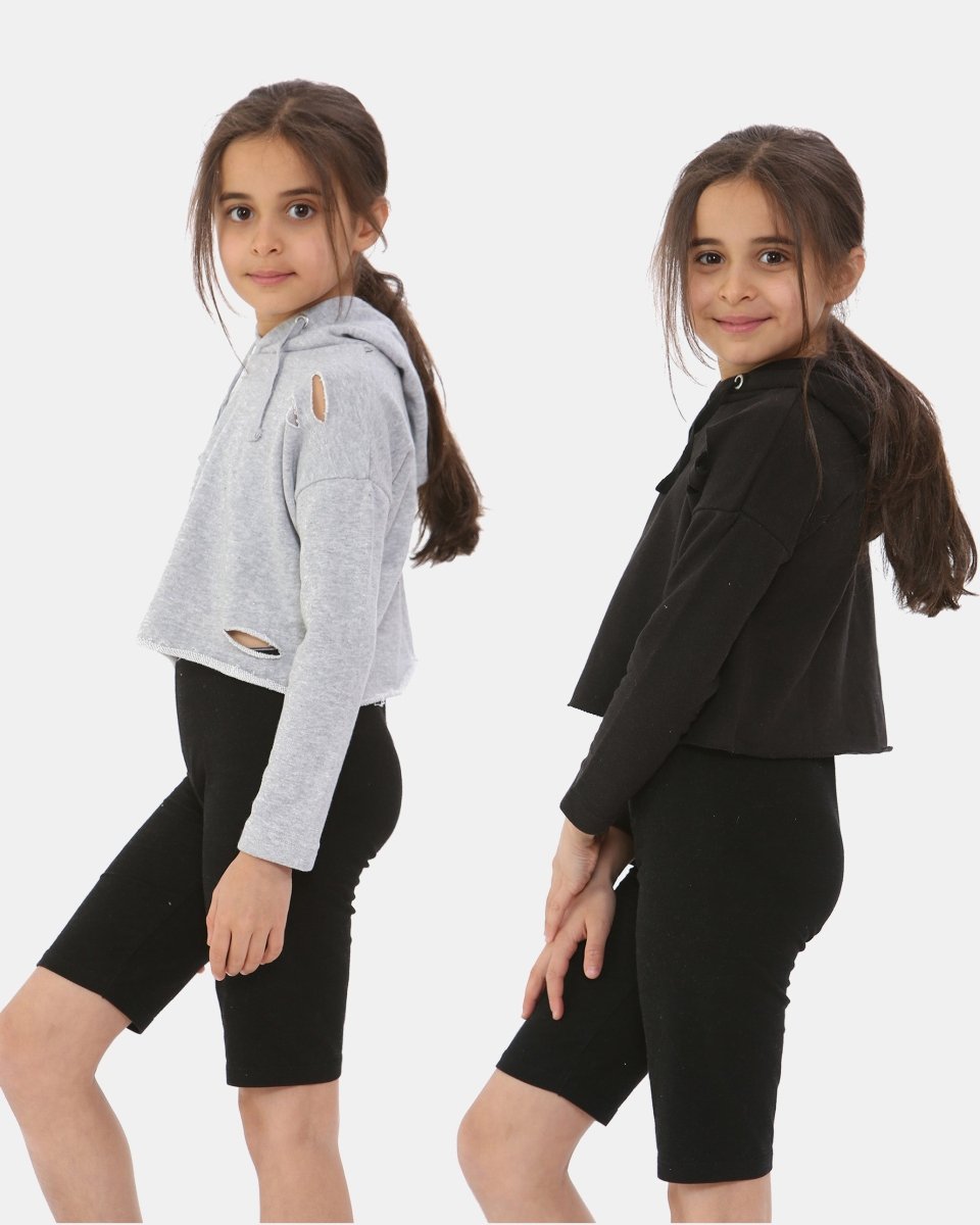 Pack of 2: Black/Grey Girl's Hoodie
