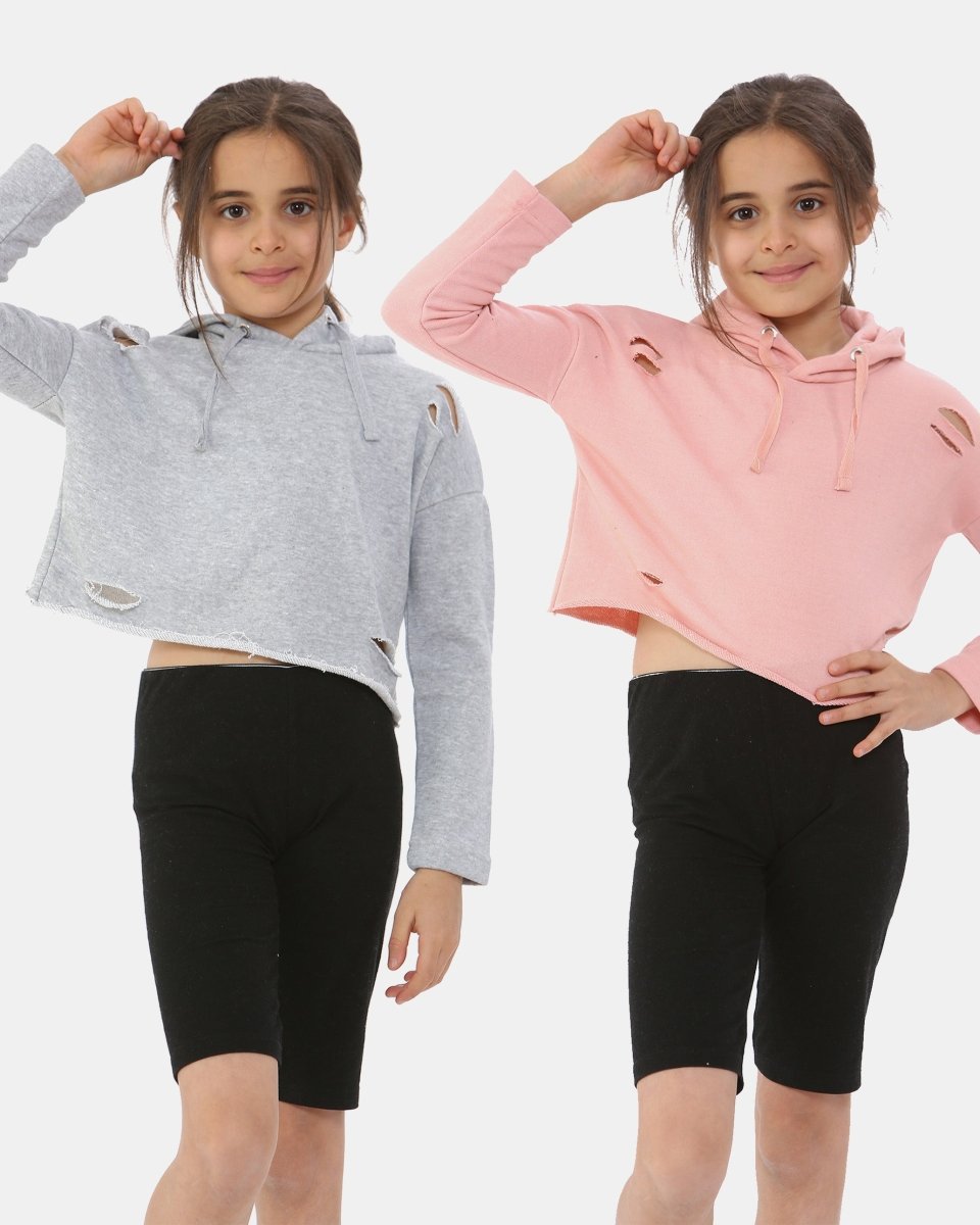 Pack of 2: Grey/S - pink Girl's Hoodie - Noroze