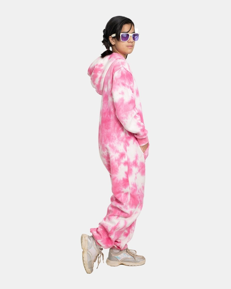 Pink Kids Fleece Tie - Dye Onesie