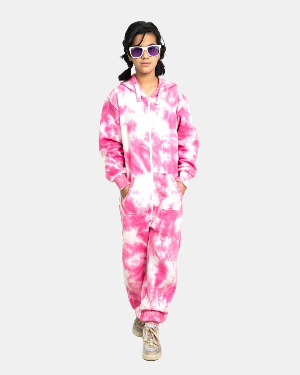 Pink Kids Fleece Tie - Dye Onesie