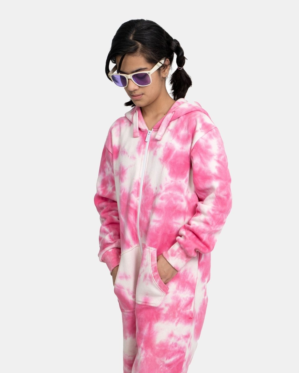 Pink Kids Fleece Tie - Dye Onesie