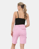 Pink Turned Hem Bengaline Casual Shorts