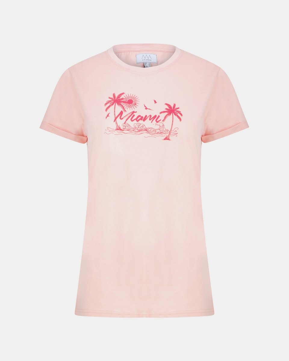 Pink Womens Miami Pale Printed T-Shirt
