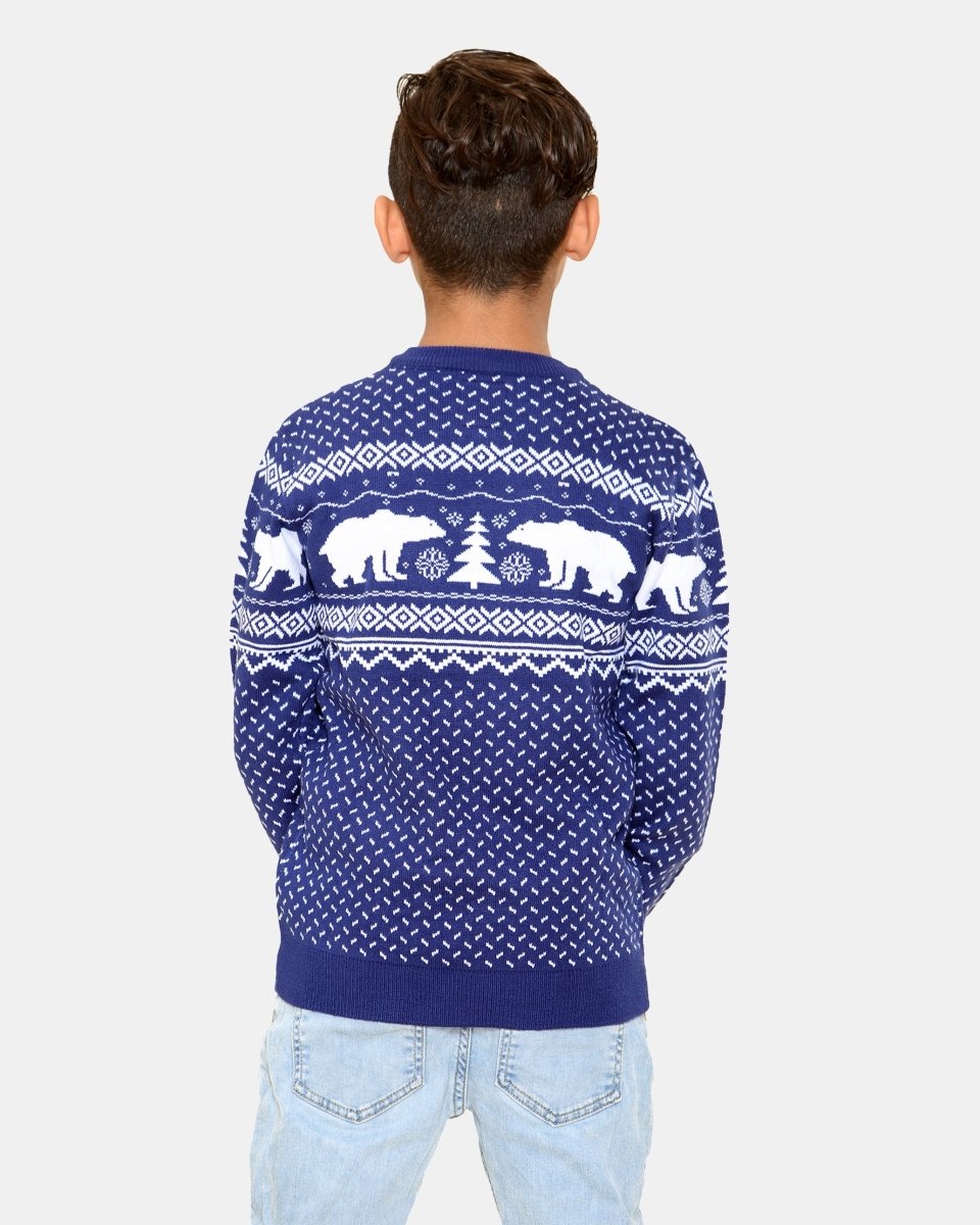 Polar Bear Navy Kids Christmas Jumper