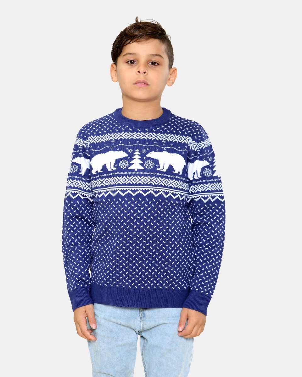 Polar Bear Navy Kids Christmas Jumper