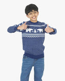 Polar Bear Navy Kids Christmas Jumper