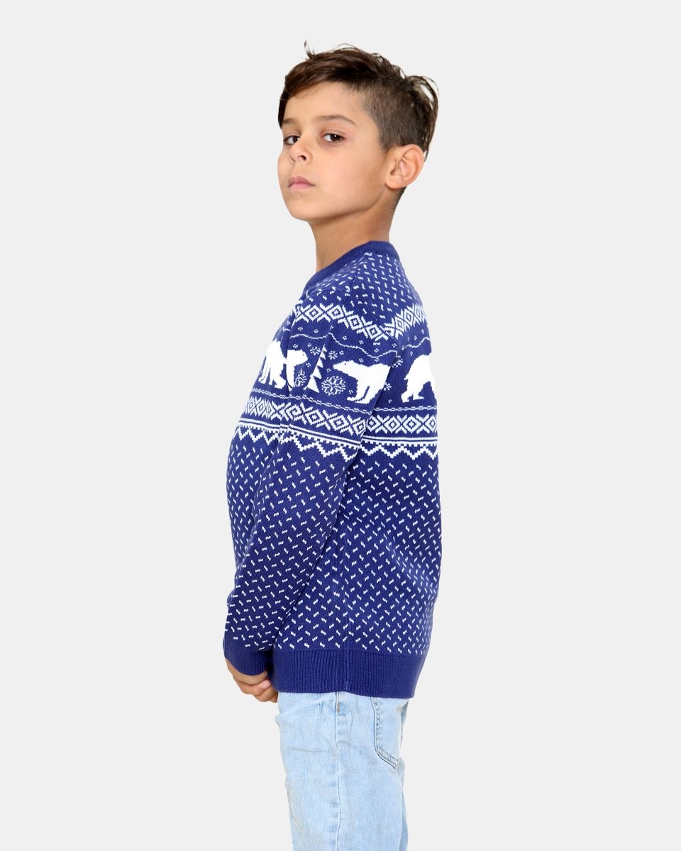 Polar Bear Navy Kids Christmas Jumper