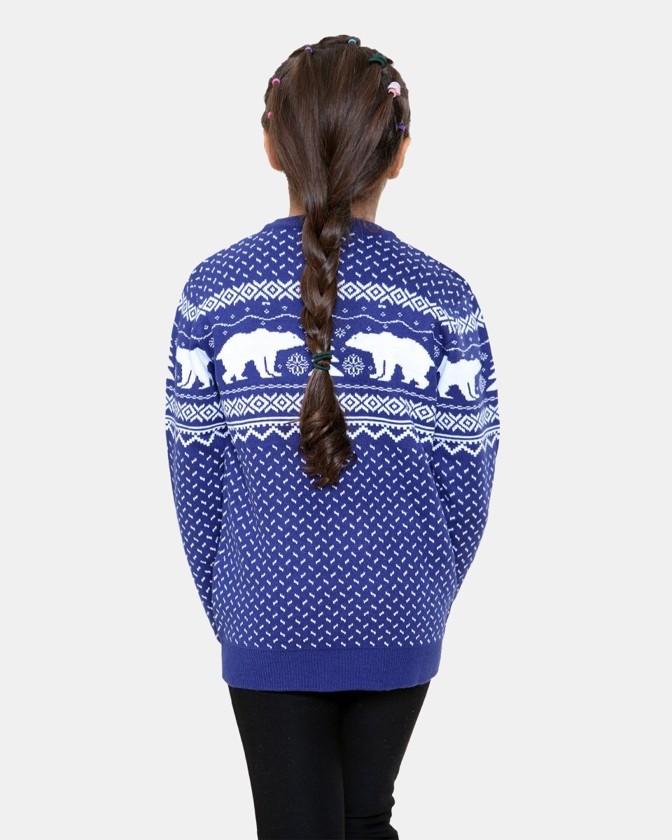 Polar Bear Navy Kids Christmas Jumper