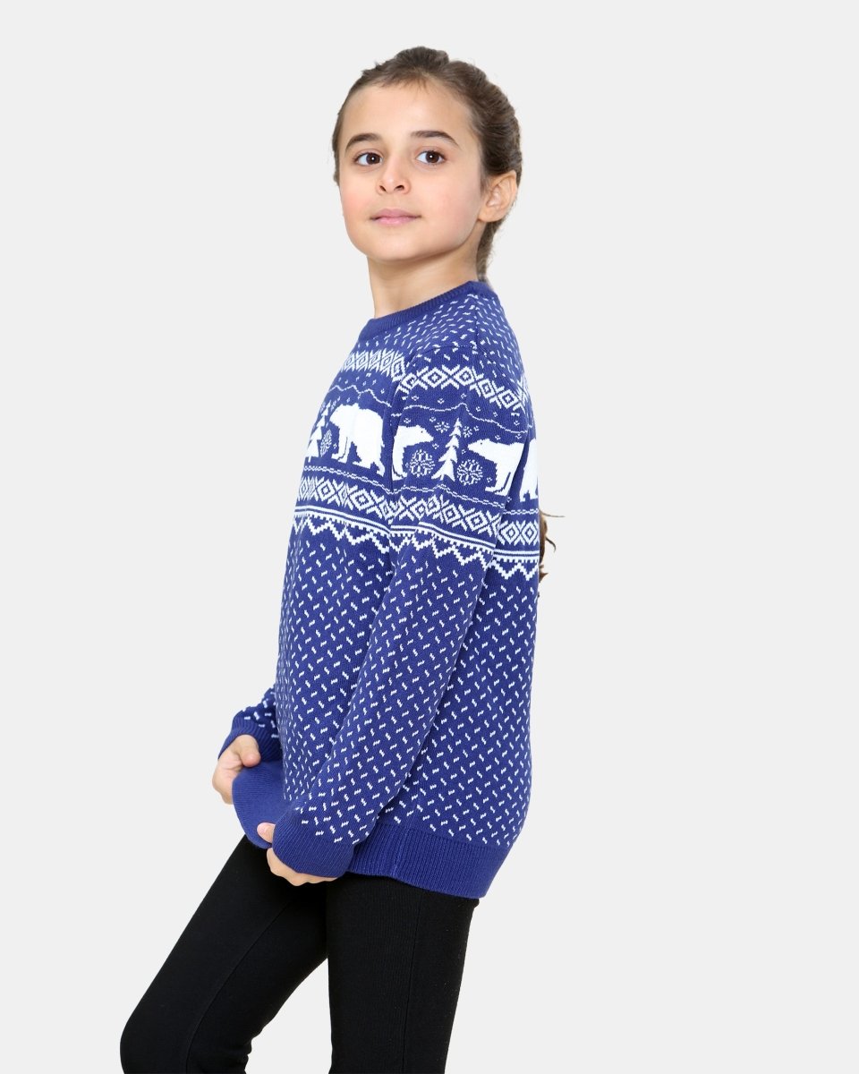 Polar Bear Navy Kids Christmas Jumper