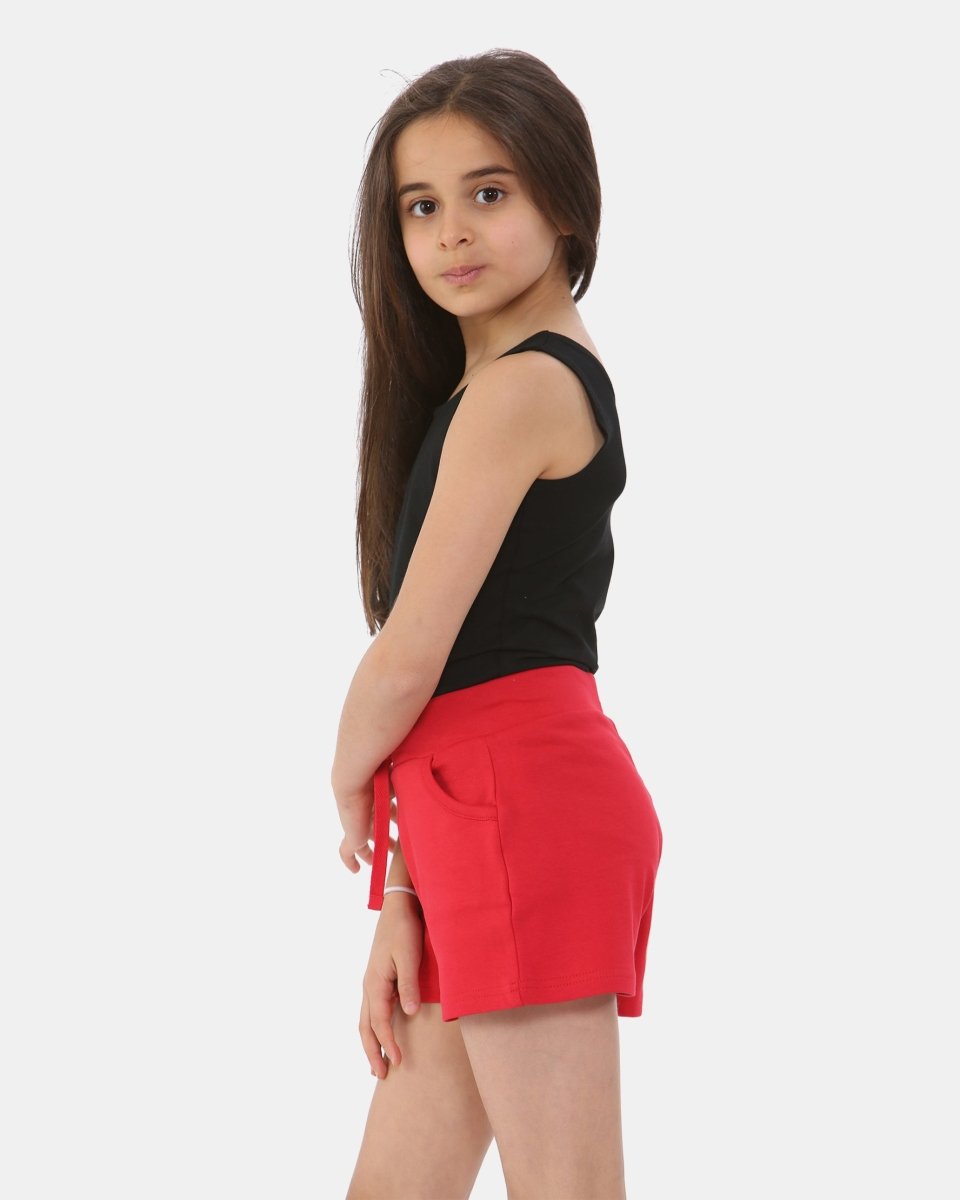 Red Casual Summer Plain Shorts