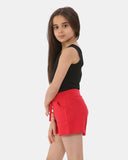 Red Casual Summer Plain Shorts