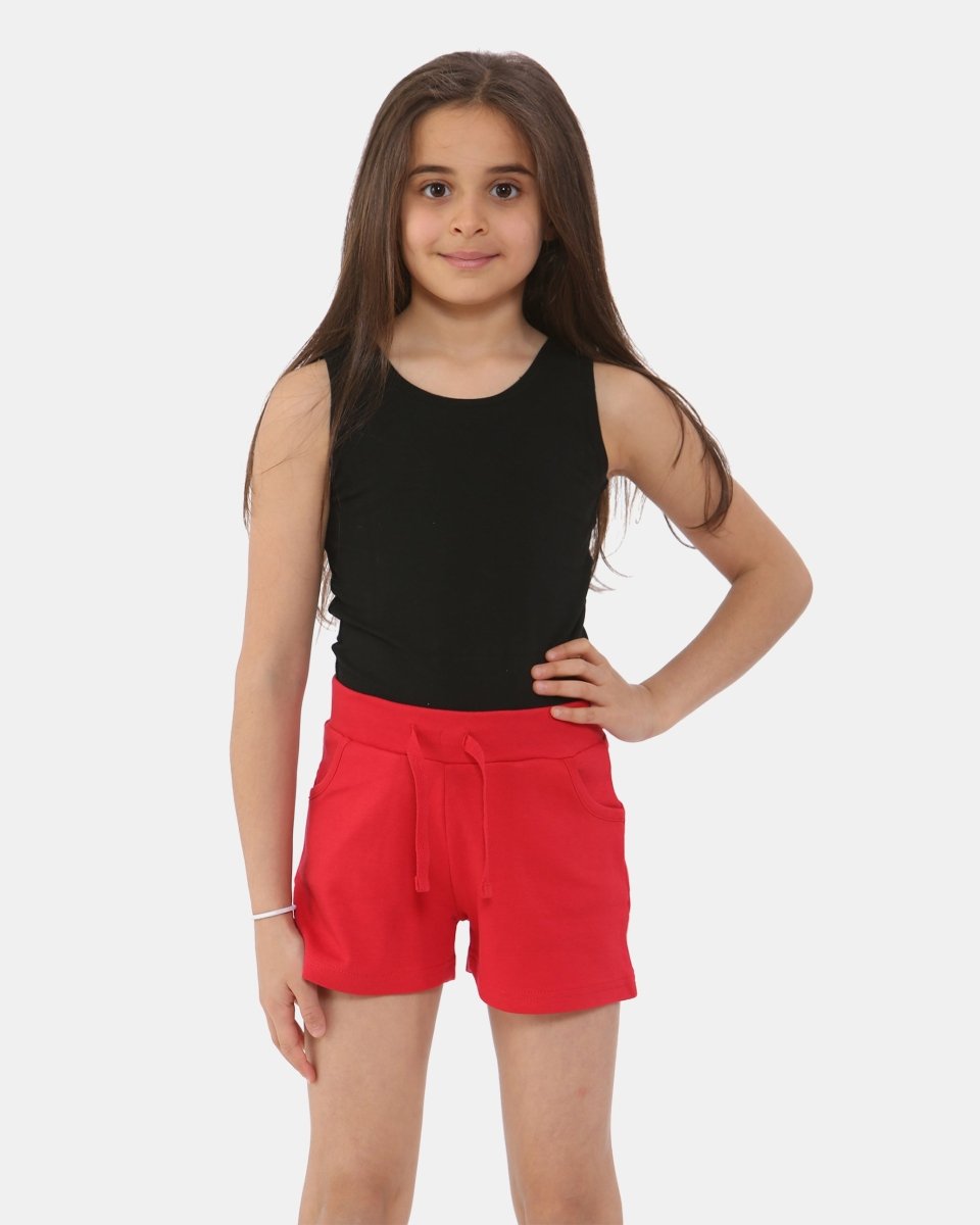 Red Casual Summer Plain Shorts