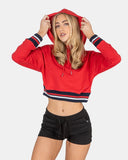 Red Cropped Baggy Pullover Hoodie
