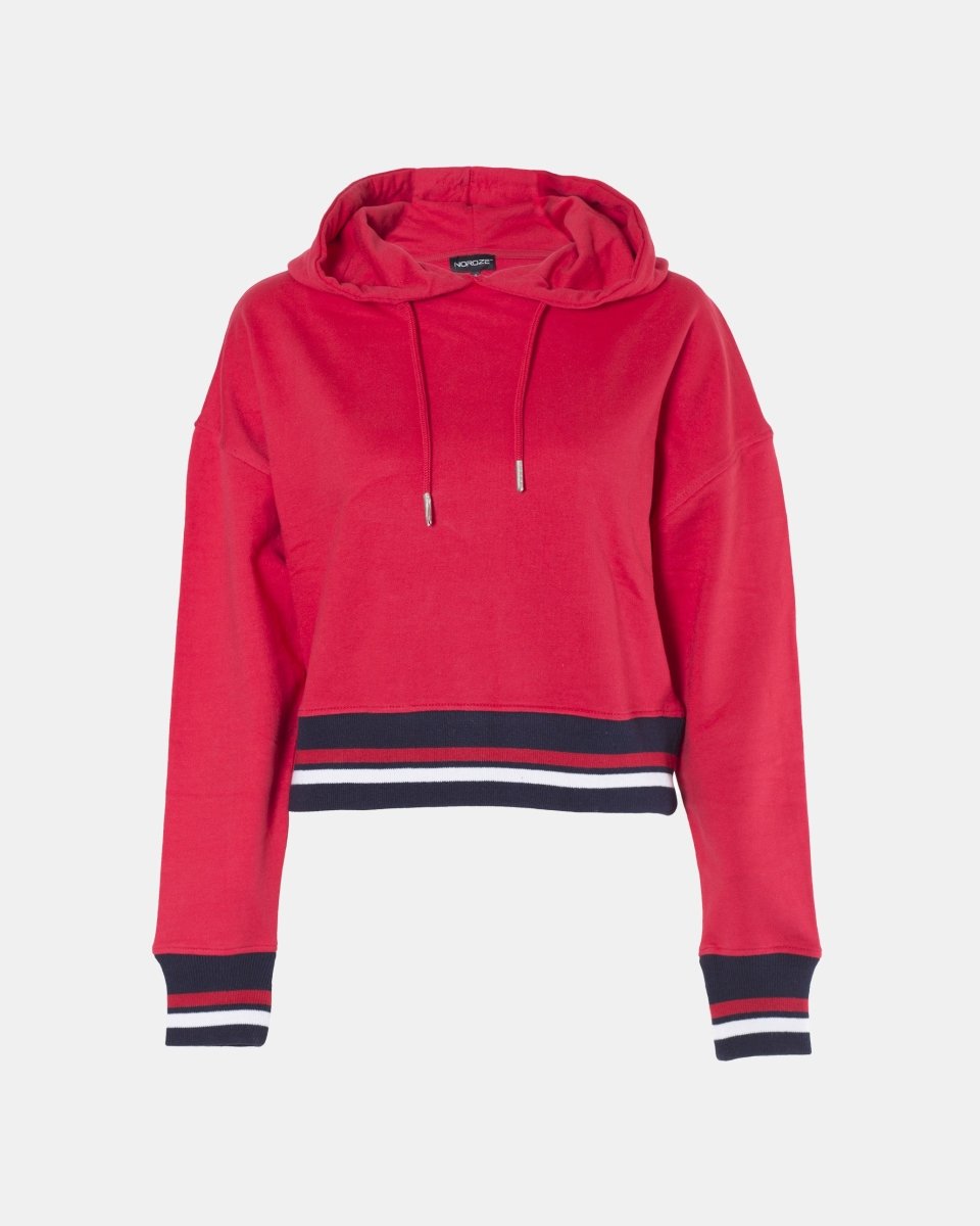 Red Cropped Baggy Pullover Hoodie