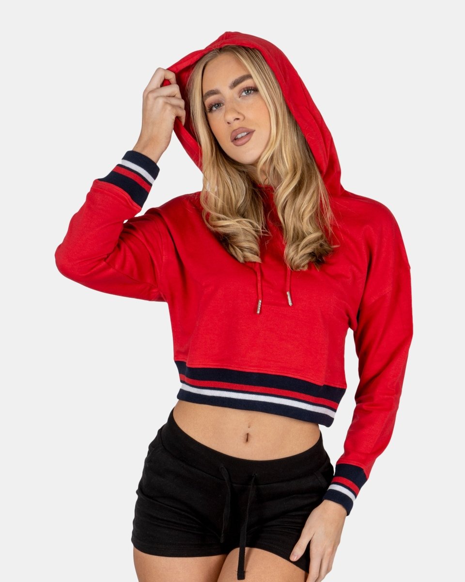 Red Cropped Baggy Pullover Hoodie