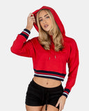 Red Cropped Baggy Pullover Hoodie