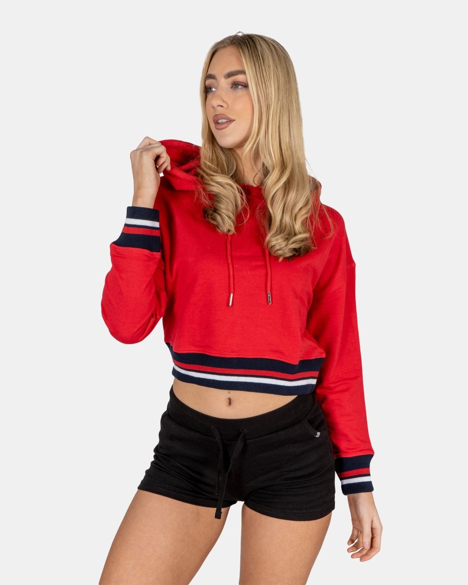 Red Cropped Baggy Pullover Hoodie