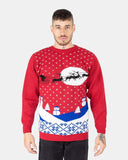 Red Santa Sleigh Retro Christmas Jumper