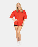 Red Women Loose Baggy Oversized T-Shirt