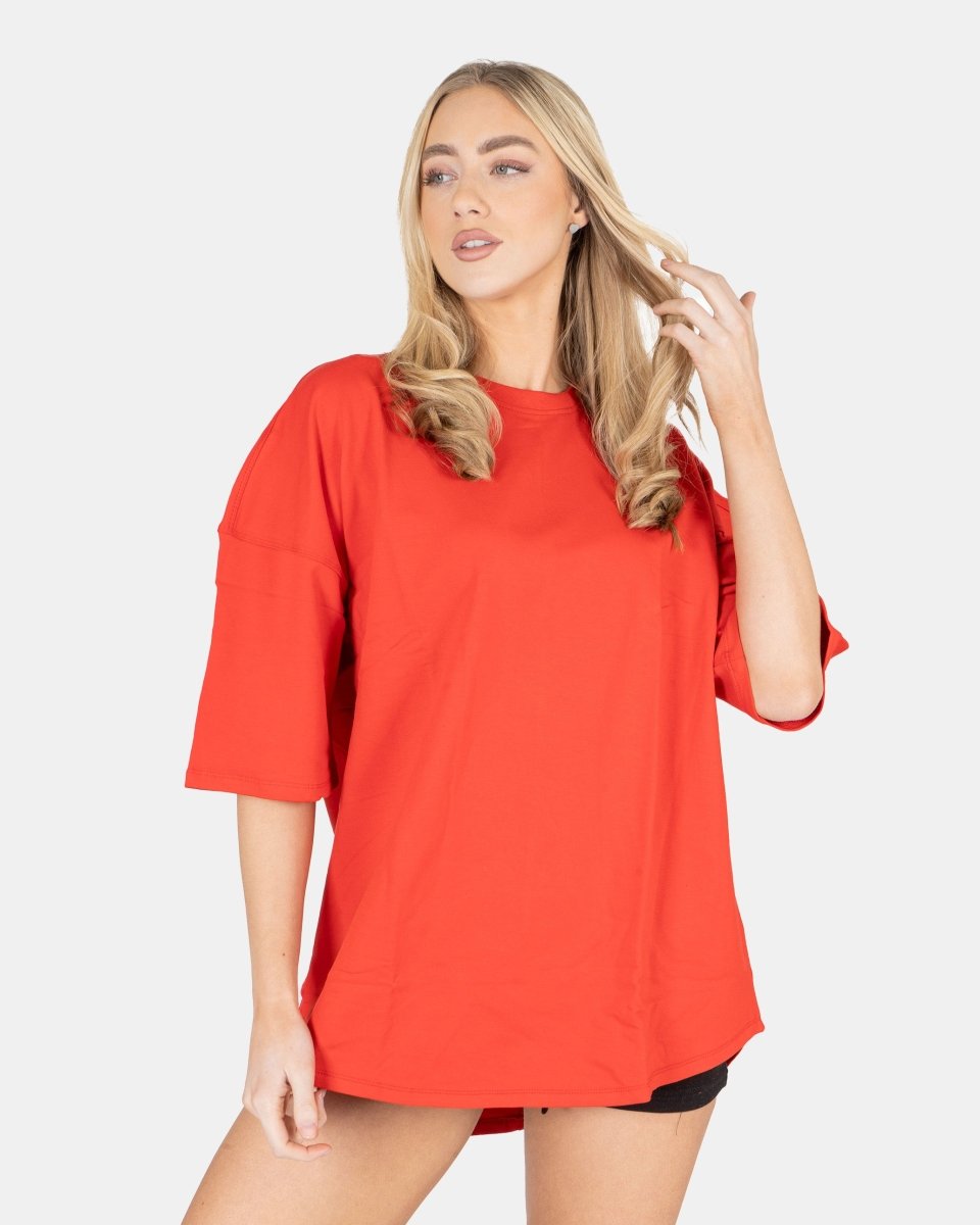 Red Women Loose Baggy Oversized T-Shirt